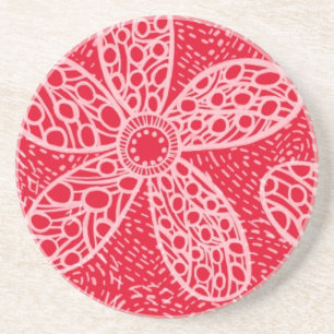 Dessous De Verre En Grès Fleurs et Coeurs