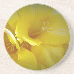 Dessous De Verre En Grès Fleurs Freesia Jaunes