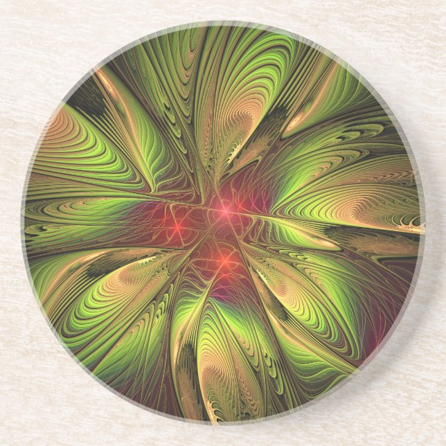 Dessous De Verre En Grès Fleurs imaginaires fractales douces et tendres (Devant)