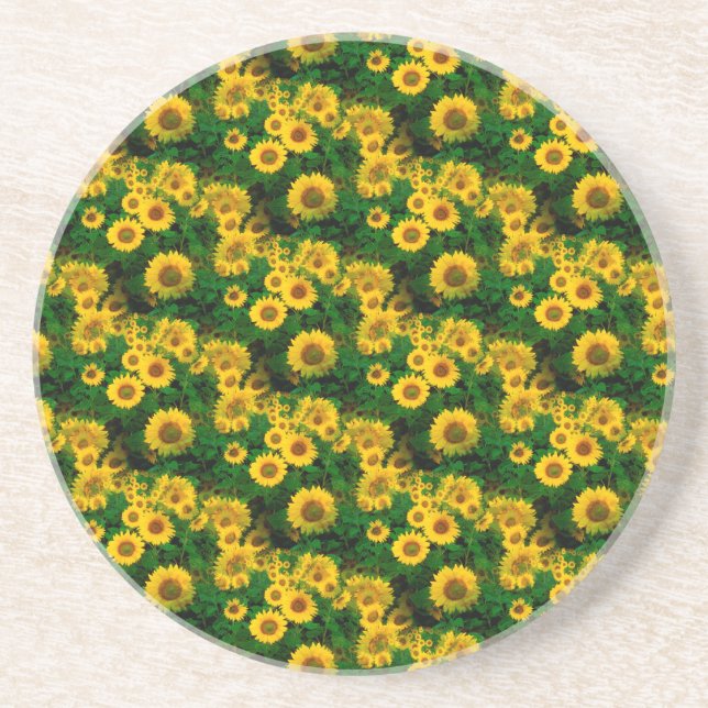 Dessous De Verre En Grès fleurs jaunes (Devant)