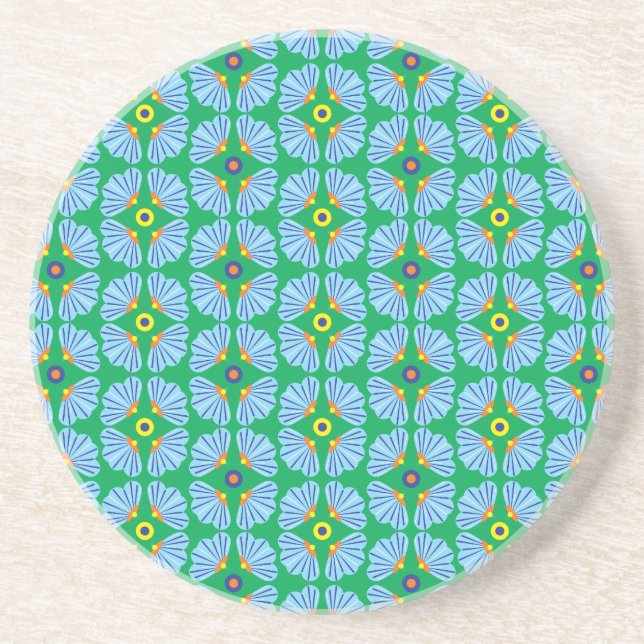 Dessous De Verre En Grès Fleurs Parapluies Dessous de verre de grès (Devant)