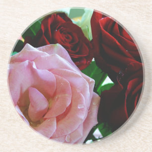 Dessous De Verre En Grès fleurs roses et roses rouges