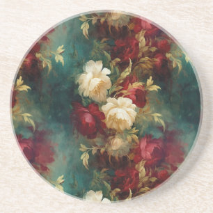 Dessous De Verre En Grès Fleurs rouges blanches vertes