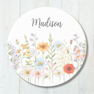Dessous De Verre En Grès Fleurs sauvages botaniques à l'aquarelle Monogramm