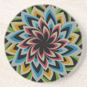 DESSOUS DE VERRE EN GRÈS FLEURS TOURBILLON COLORÉES