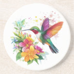 Dessous De Verre En Grès Fleurs tropicales des colibris<br><div class="desc">Illustrations amusantes de différents colibris.</div>