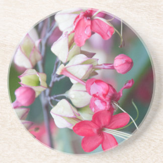 Dessous De Verre En Grès Fleurs tropicales roses et blanches rouges