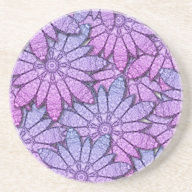Dessous De Verre En Grès Fleurs violettes amusantes (Devant)