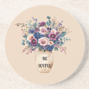Dessous De Verre En Grès Fleurs Violettes Roses Rouges Joyeuses