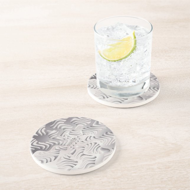 Dessous De Verre En Grès flocon d'argent (Côté)