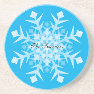 Dessous De Verre En Grès Flocon de neige blanc sur fond de couleur quelconq