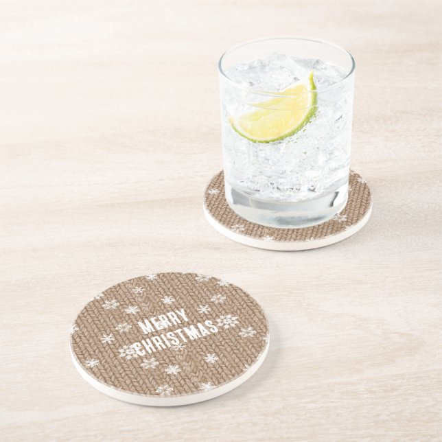 Dessous De Verre En Grès Flocons de neige de Noël au cacao crème (Côté)