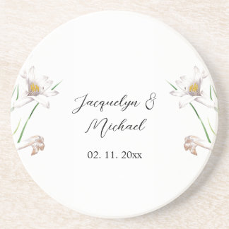Dessous De Verre En Grès Floral Elegant Chic Cute Calligraphie Ajouter Nom
