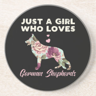 Dessous De Verre En Grès Floral Just A Girl Who Loves German Shepherd