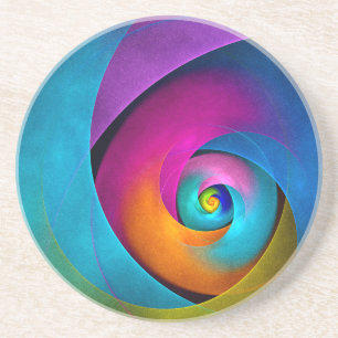 Dessous De Verre En Grès Floral moderne Art Abstrait rose Bleu Motif #17