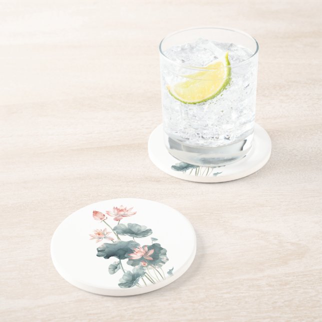 Dessous De Verre En Grès floral peinture botanique (Côté)