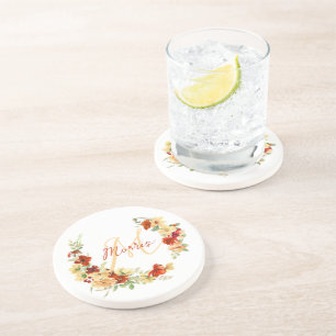 Dessous De Verre En Grès floral personnalisé d'automne 