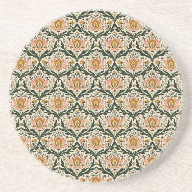 Dessous De Verre En Grès Floral rose (Devant)
