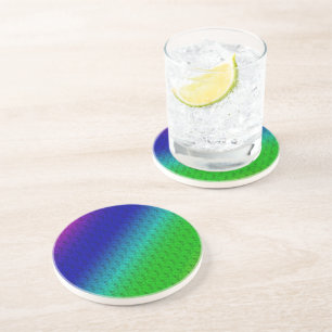 Dessous De Verre En Grès Flore bleu vert arc-en-ciel dégradé Mélange diagon