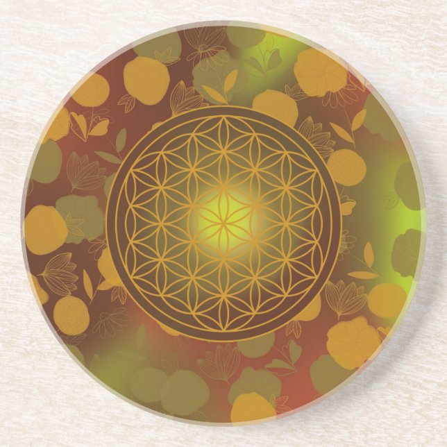 Dessous De Verre En Grès flower of life, chakra,zen,sacred geometric, (Devant)