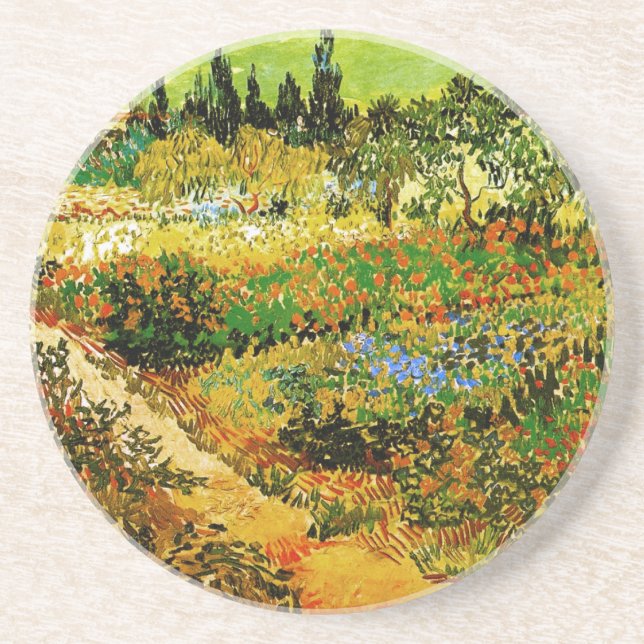 Dessous De Verre En Grès Flowering Garden with Path Van Gogh Fine Art (Devant)