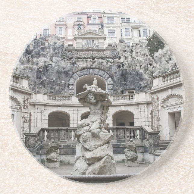 Dessous De Verre En Grès Fontaine avec statue de Neptune à Prague (Devant)