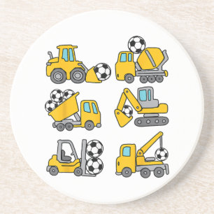 Dessous De Verre En Grès Football Ball Kids Football Construction Camions
