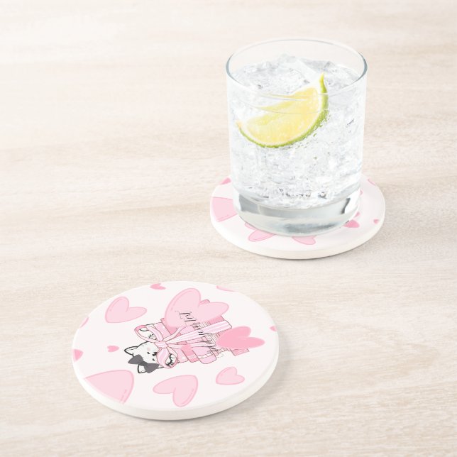 Dessous De Verre En Grès For Cat Lovers & Readers – Bookish Drink Coaster (Côté)