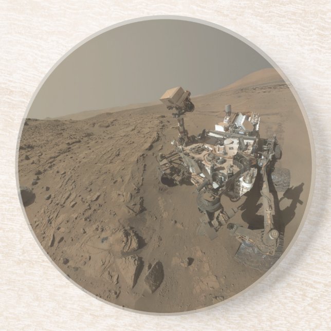 Dessous De Verre En Grès Forage de Mars Curiosity Paysage Martien Rouge (Devant)