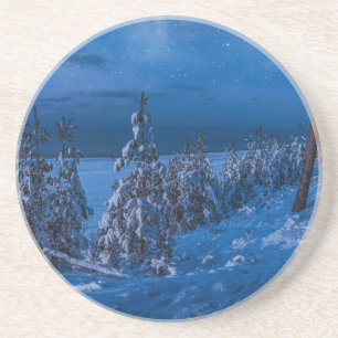 Dessous De Verre En Grès Forest path at winter night