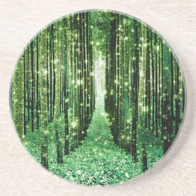 Dessous De Verre En Grès Forêt Verte Mystérieuse Magique (Devant)