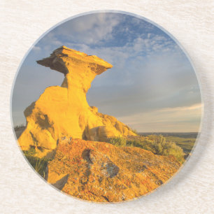 Dessous De Verre En Grès Formation des Badlands sculptés dans l'herbe court