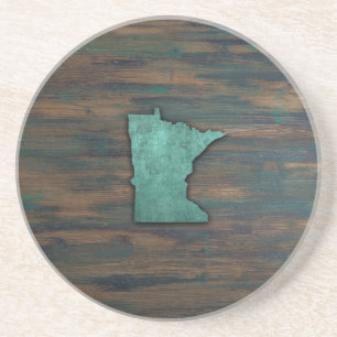 Dessous De Verre En Grès Forme de Minnesota Turquoise rustique