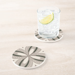 Dessous De Verre En Grès Formes circulaires rétro beige et marron