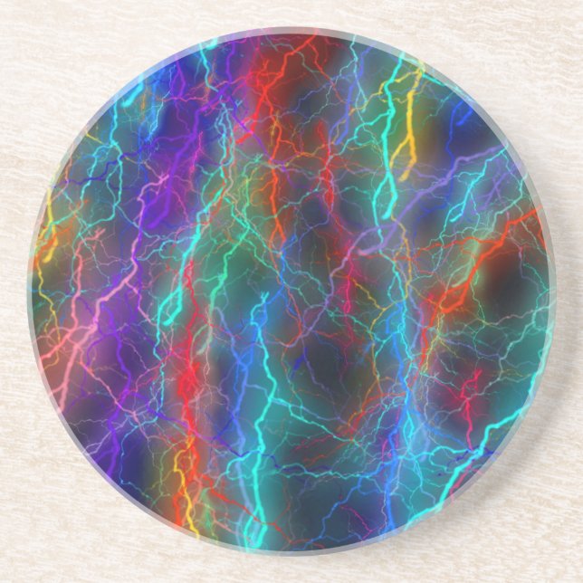 Dessous De Verre En Grès Foudre d'arc-en-ciel (Devant)