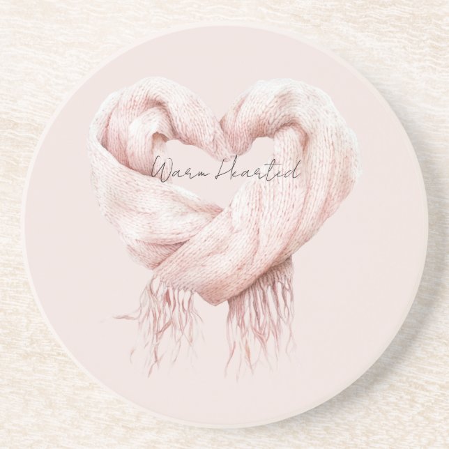 Dessous De Verre En Grès Foulard Cœur Chaud Rose Pâle (Devant)