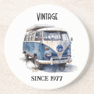 Dessous De Verre En Grès Fourgonnette vintage bleu de Delft personnalisable