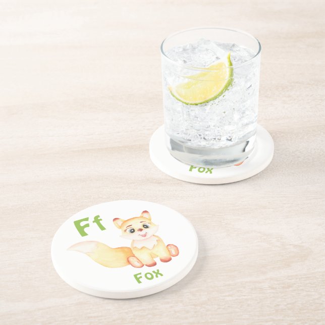 Dessous De Verre En Grès Fox personnaliser ABC : Lettre F - Ajouter votre n (Côté)
