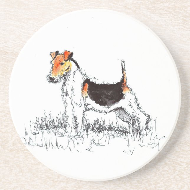Dessous De Verre En Grès Fox Terrier (Devant)