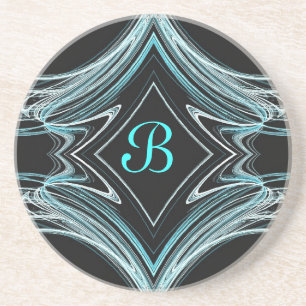 Dessous De Verre En Grès Fractal Misc Series-1-Teal coaster--1 of colors