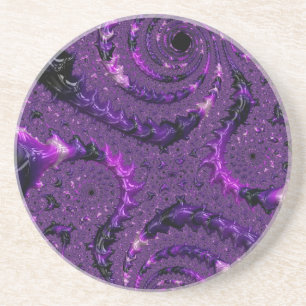 Dessous De Verre En Grès Fractale pourpre