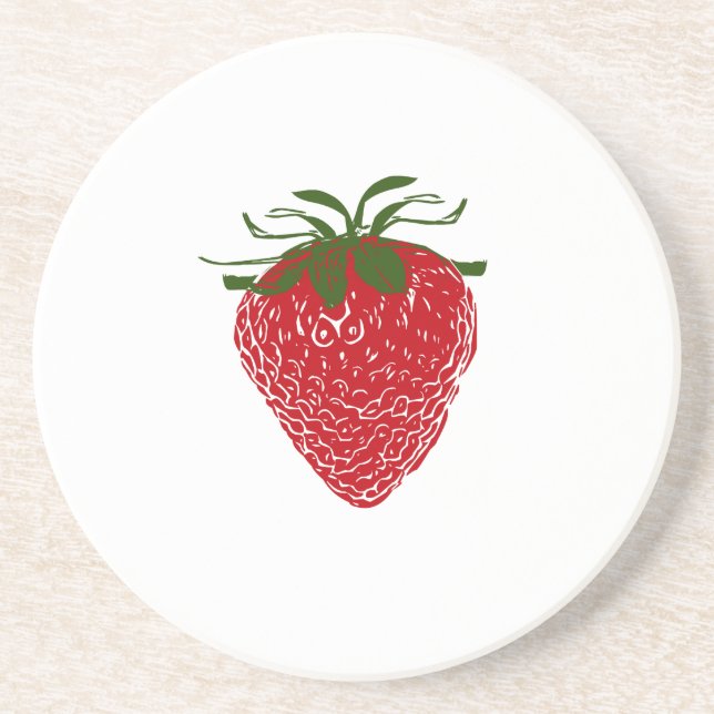 Dessous De Verre En Grès Fraise : (Devant)