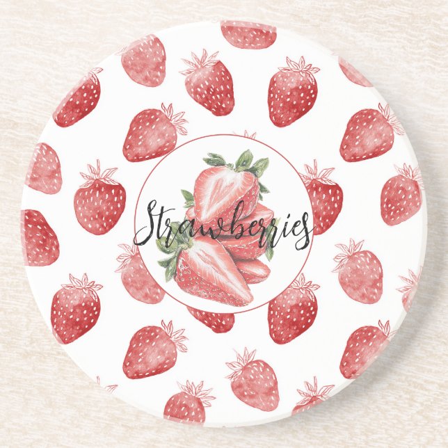 Dessous De Verre En Grès Fraises rouges Fruit   (Devant)