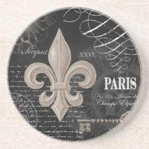 Dessous De Verre En Grès Français vintage moderne fleur de lis