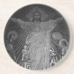 Dessous De Verre En Grès France Paris Main mosaïque Sacré-Cœur jésus 1970
