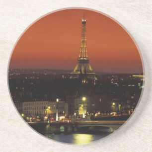 Dessous De Verre En Grès France, Paris Vue du coucher de soleil sur la Tour
