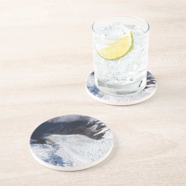 Dessous De Verre En Grès Franz Josef Glacier Vue aérienne, Nouvelle-Zélande (Côté)