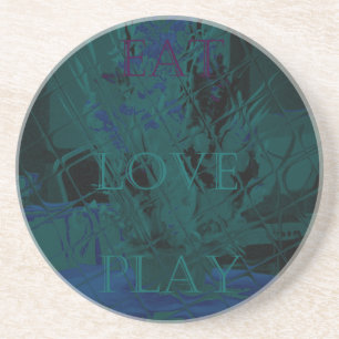 Dessous De Verre En Grès French Blue Love Mange Jouer Couleurs de fleurs po