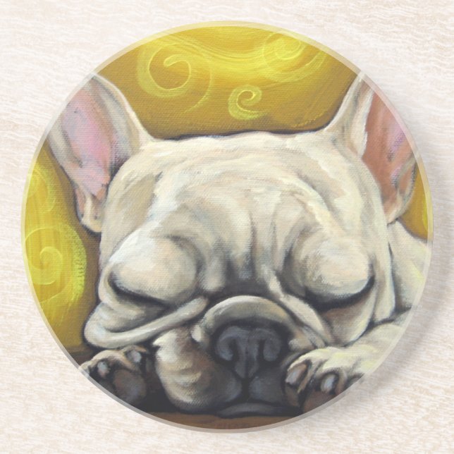 Dessous De Verre En Grès Frenchie somnolent (Devant)