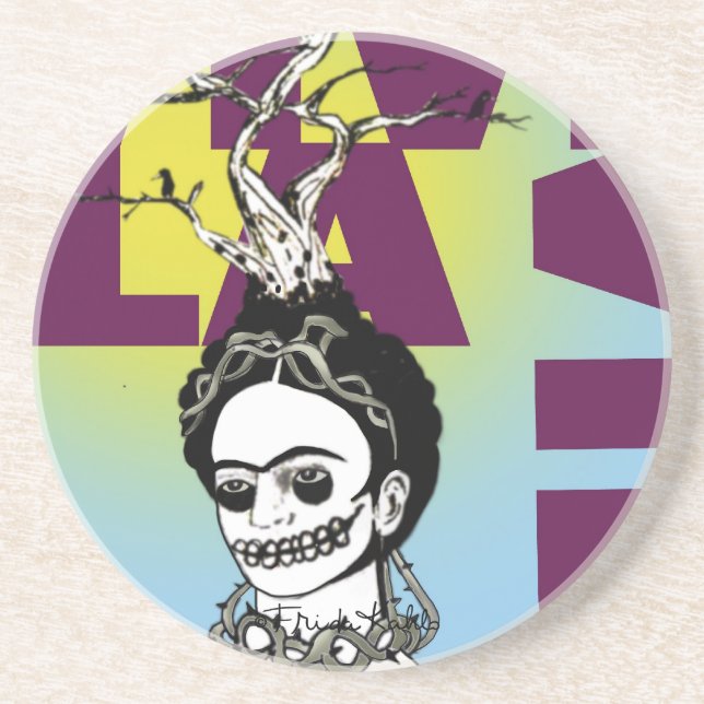 Dessous De Verre En Grès Frida Kahlo Pop Art Portrait (Devant)